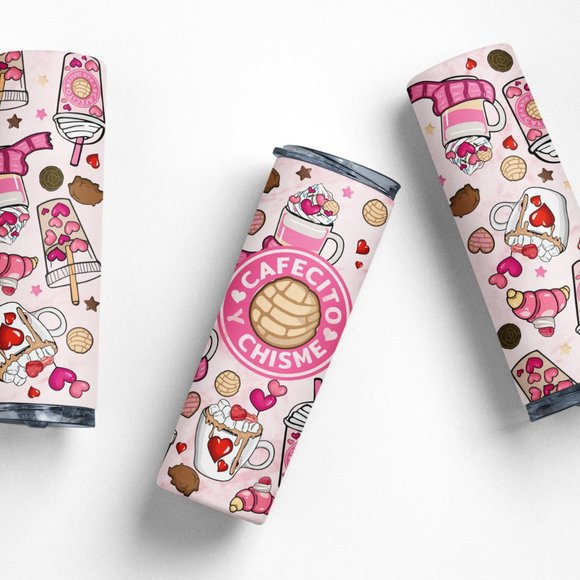 20oz Insulated Tumbler, Cafecito y Chisme, Valentine's Day, Cute, Spanish - Picture 3 of 5